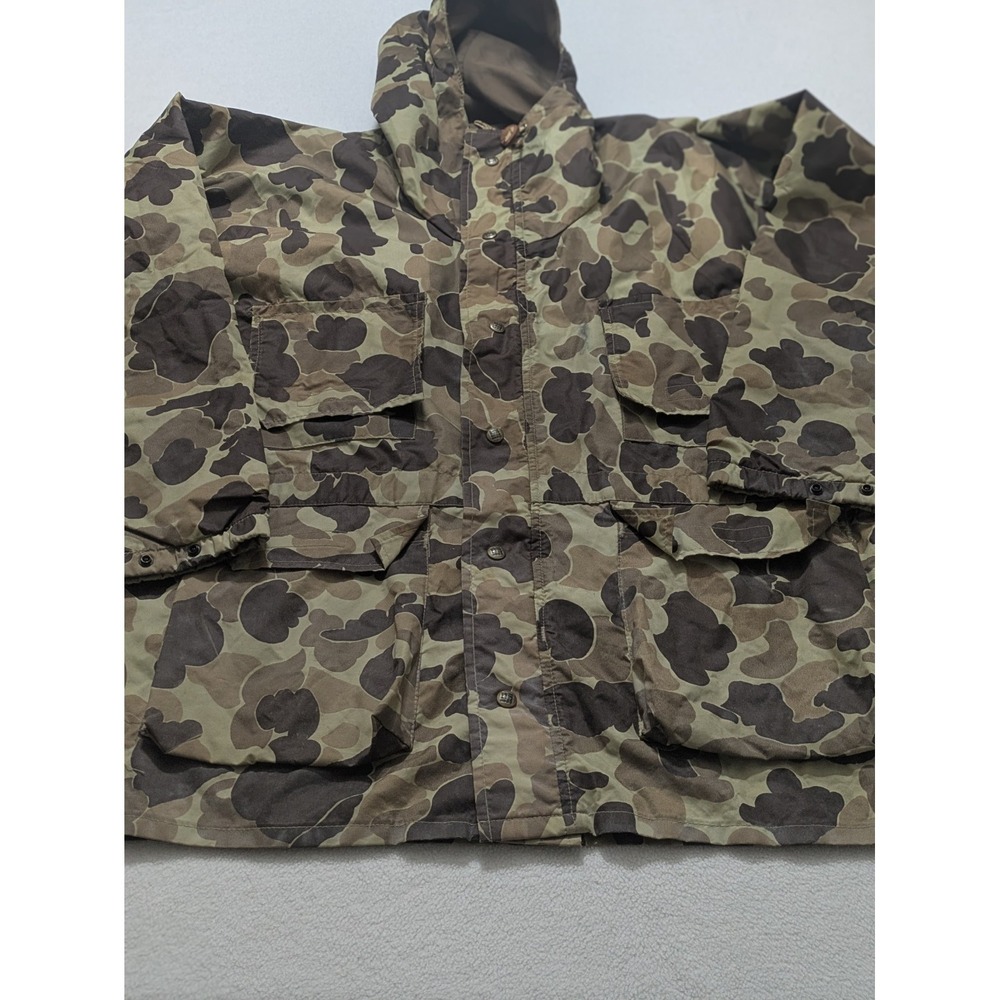 Vtg Columbia Jacket Hooded lightweight CAMOUFLAGE Rain Camo Hunting Mens XL READ